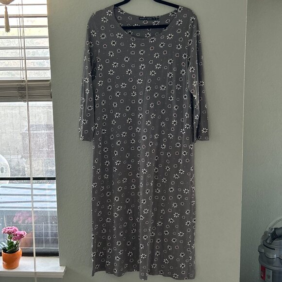 Gudrun Sjoden Oolong Jersey Dress in Gray Floral ~ M - Picture 2 of 6